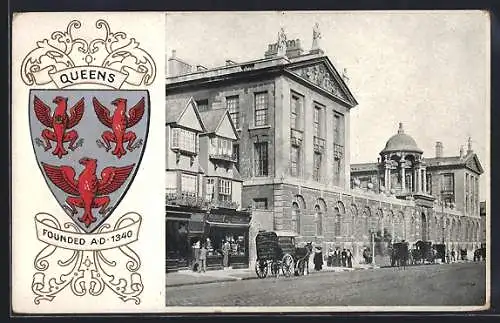 AK Oxford, Strassenpartie, Studentenwappen Queens