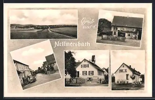 AK Nellmersbach, Rathaus und Panorama