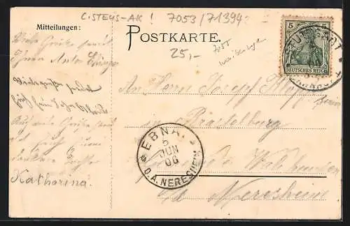 Lithographie Stetten i. R., Schlossansicht mit Grünanlagen, Mädchenschule