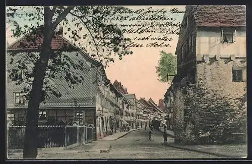 AK Einbeck, Tiedexer Strasse mit alter Stadtmauer