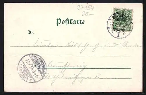 Lithographie Northeim, Marktplatz, Seminar, Post, Aussichtsthurm, Gesamtansicht