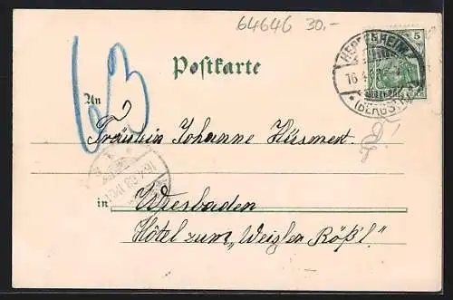 AK Heppenheim a. d. Bergstrasse, Hotel zum halben Mond, Totalansicht