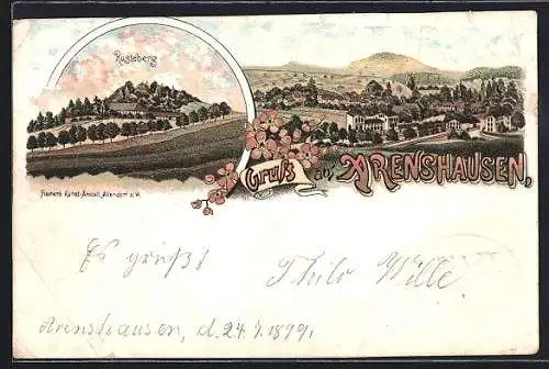 Lithographie Arenshausen, Rüsteberg und Totalansicht