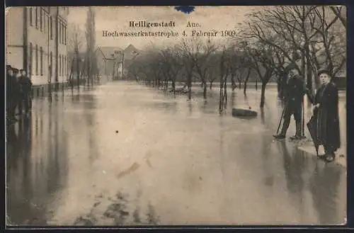 AK Heiligenstadt / Eichsfeld, Hochwasserkatastrophe 1909, Aue, Überschwemmte Strassen