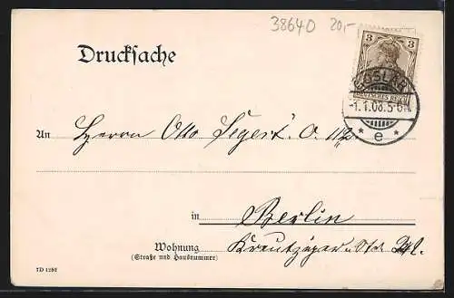Lithographie Goslar, Paul`s Turm, Kaiserhaus, Gesamtansicht, sehr früher Druck ca. 1893