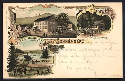 Lithographie St. Andreasberg /Harz, Gasthof Sonnenberg, Restaurant Oderteich