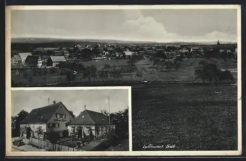 AK Grab, Gasthaus z. Löwen und Ortsansicht