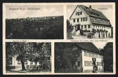 AK Hegnach /O. A., Waiblingen, Forsthaus, Gasthaus zur Linde, Garten und Saal