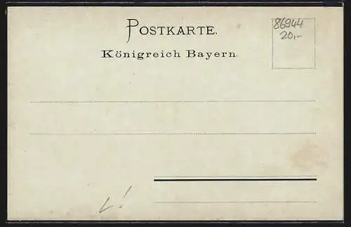 Lithographie Unterdiessen, Pfarrhaus, Post, Panorama