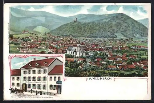 Lithographie Waldkirch / Breisgau, Gasthaus und Brauerei zur Sonne