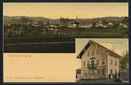 AK Tengling, Gasthaus K. Heinlein`s, Gesamtansicht vom Ort