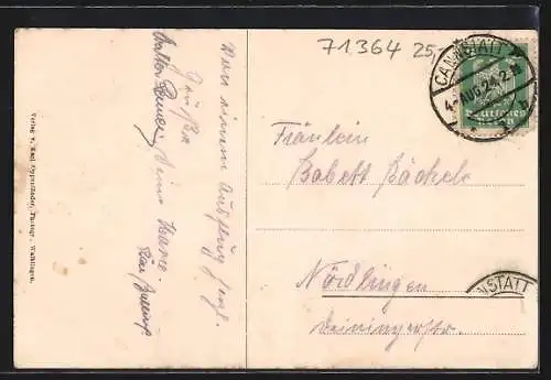 AK Neustadt / Rems, Neues Schulgebäude, Erholungsheim, Spezereihandlung Theodor Mayer, Remspartie
