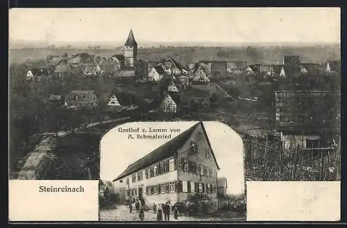 AK Steinreinach, Gasthof zum Lamm von A. Schmalzried, Ortsansicht