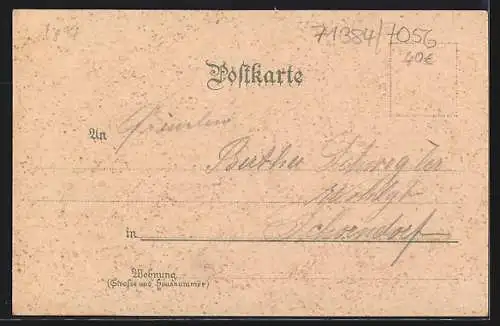 Lithographie Schnaith / Rems, Silcher Haus, Ortsansicht mit Umgebung