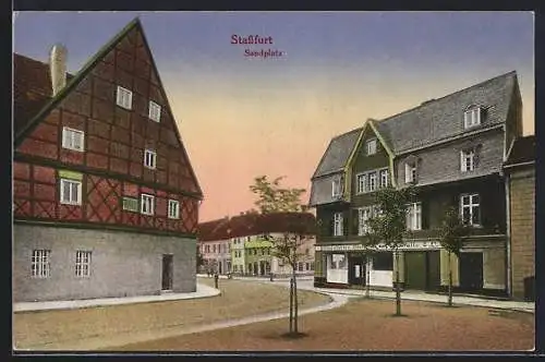 AK Stassfurt, Strassenpartie am Sandplatz