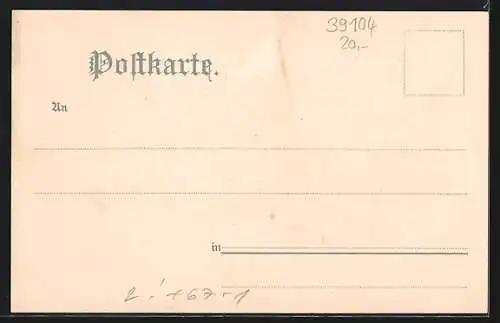 Lithographie Magdeburg, Handwerks-Ausstellung 1904, Schmied, Panorama
