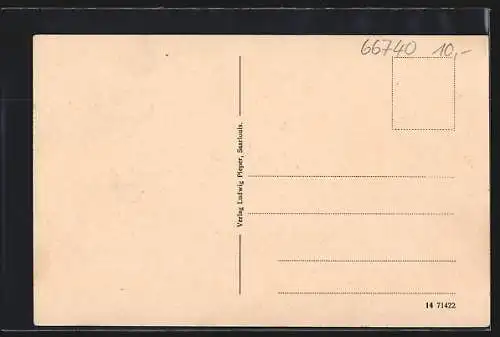 AK Saarlouis, Französische Strasse mit Geschäft von E. Meess, Passepartout mit Reichsfahne