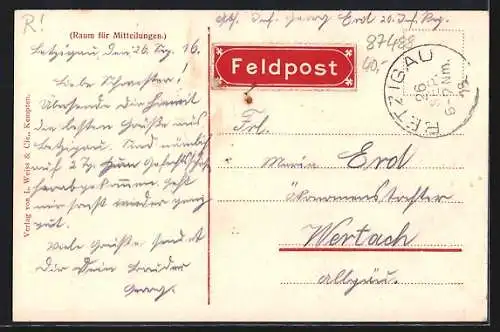 AK Betzigau, Gasthaus zur Krone, Inh. J. B. Lerchenmüller, Strassenpartie und Forsthaus