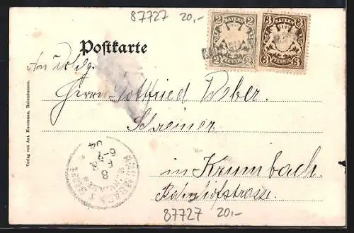 AK Babenhausen / Schwaben, Restaurant Prinz Ludwig mit Garten und Speisesaal, Ortsansicht