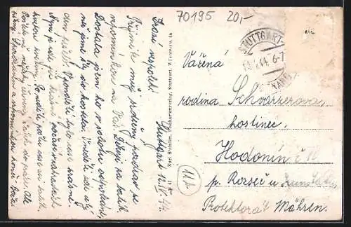 AK Stuttgart-Botnang, Strassenpartien mit Geschäft, Teilansicht