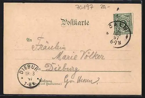 Lithographie Solitude bei Stuttgart, Hotel und Pension der Gebr. Kirchner, Bärenschloss und Strassenpartie