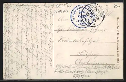 AK Osthofen, Spezereihandlung L. Weill, Schloss Baron Grouvel, Ortspartie und Mann mit Fahrrad