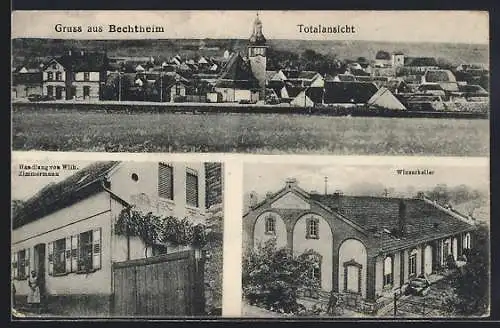 AK Bechtheim / Rheinhessen, Handlung von Wilh. Zimmermann, Winzerkeller und Totalansicht