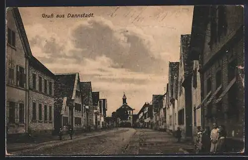AK Dannstadt, Strassenpartie mit Anwohnern