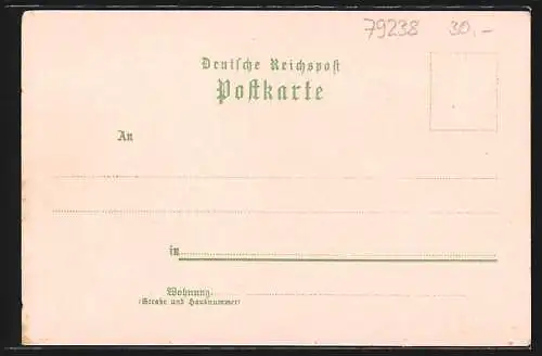 Lithographie Ehrenstetten, Rathaus, Kirche und Totalansicht