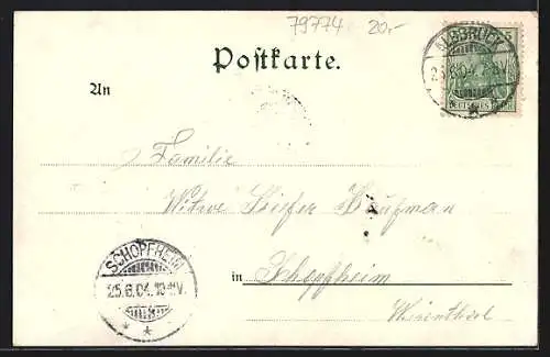 Lithographie Albbruck, Totalansicht, Hotel Albthal & Eisenbahn-Viadukt