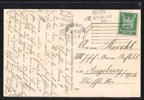 AK Bobingen, Kirche, Ortsansicht und Flusspartie