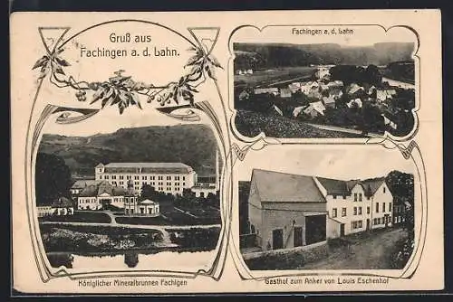 AK Fachingen a. d. Lahn, Gasthof zum Anker von Louis Eschenhof, Königlicher Mineralbrunnen