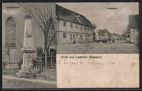AK Leeheim /Hessen, Hauptstrasse und Kriegerdenkmal