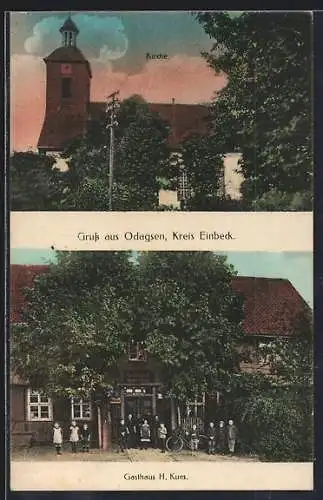 AK Odagsen /Kreis Einbeck, Gasthaus H. Kues, Kirche