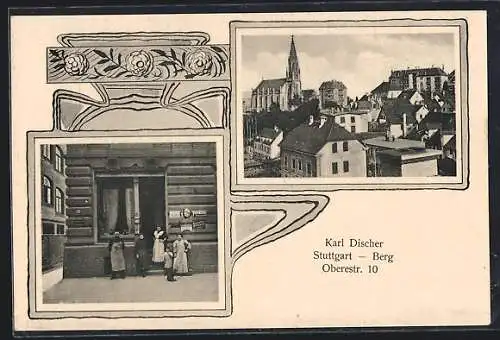 AK Stuttgart-Berg, Gasthaus Karl Discher, Oberestrasse 10