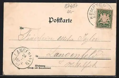 Lithographie Lenzfried, Hotel Lenzfrieder Hof, Gasthaus zum Hirsch, Kloster