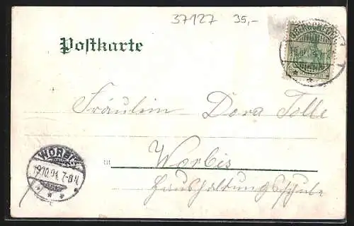 Lithographie Meensen, Gasthaus zur Krone, Gasthof von A. Weitemeyer