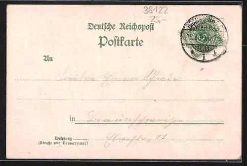 Lithographie Geitelde, Gasthaus Plagge, Kirche, Totalansicht