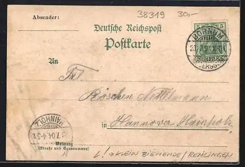 Lithographie Klein Biewende /Remlingen, Gasthaus von O. Wasmus, Ortsansicht