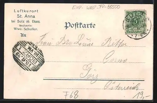 Lithographie St. Anna, Hotel St. Anna, Ruine Freundstein