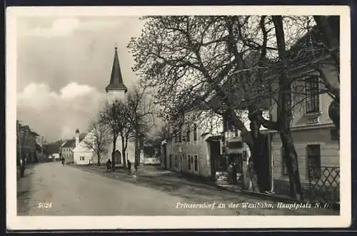 AK Prinzersdorf an der Westbahn, Hauptplatz mit Kirche