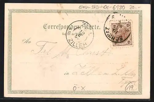 Lithographie Schwaz, Michaels-Kapelle, Freundsberg, St. Georgenberg