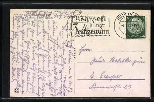 AK Berlin-Charlottenburg, Wehende Fahnen auf der Deutschlandhalle