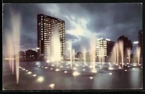 AK Berlin, Wasserspiel mit Beleuchtung am Ernst-Reuter-Platz