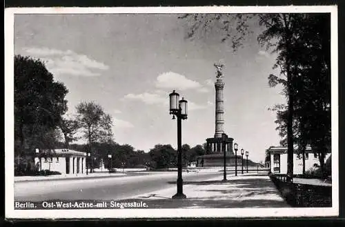 AK Berlin-Tiergarten, Ost-West-Achse mit Siegessäule