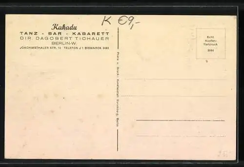 AK Berlin-Charlottenburg, Barbetrieb Kakadu-Weinstuben, Joachimsthaler Strasse 10