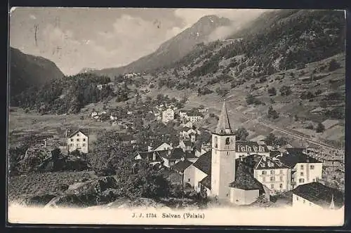 AK Salvan /Valais, Ortsansicht mit Umgebung