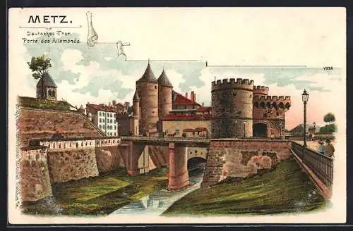 Lithographie Metz, Das Deutsche Thor