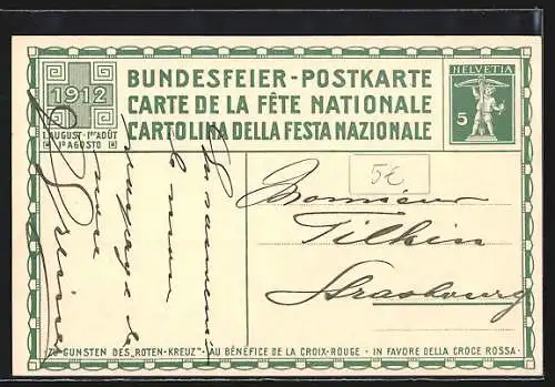 Künstler-AK Schweizer Bundesfeier 1912, Kinder mit Laternen und schweizer Fahnen