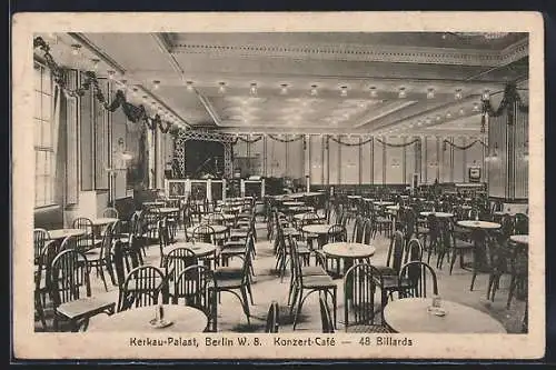 AK Berlin, Kerkau-Palast, Behrenstrasse 48, Konzert-Café, 48 Billards